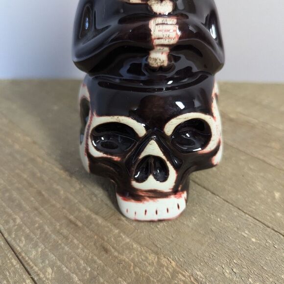 Vintage-Style Tiki Skull Mug – 6" Ceramic Polynesian Barware Cup Tikisou - Picture 6 of 8